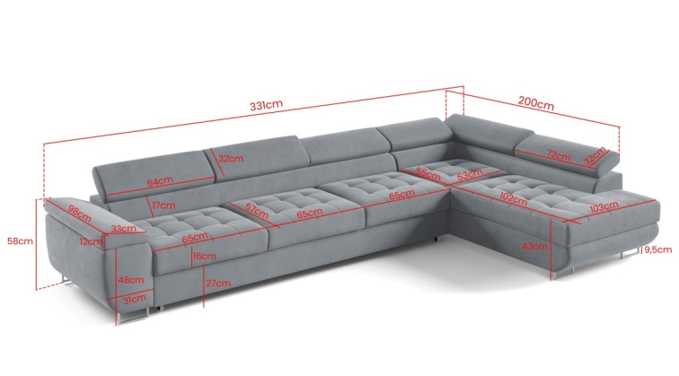 Rozkládací sedací souprava do L Taylor XL - Kronos 22