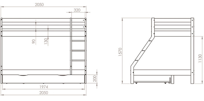 Bílá patrová postel Mike + matrace + rošty zdarma