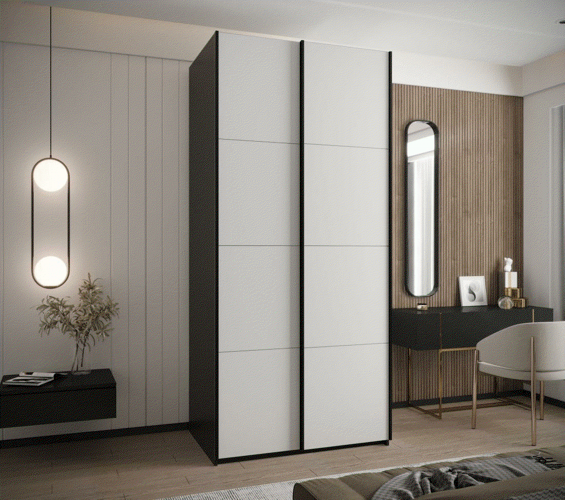 Bílá šatní skříň s posuvnými dveřmi Lux 1 - 100 cm