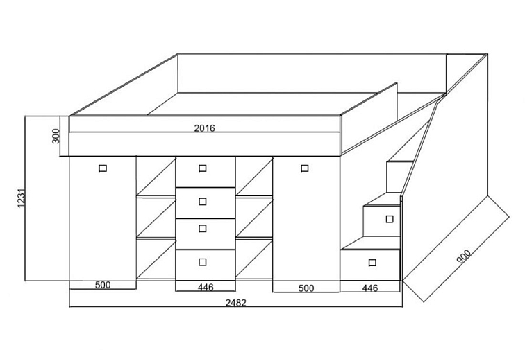 Multifunkční patrová postel pro 1 – Kony 3