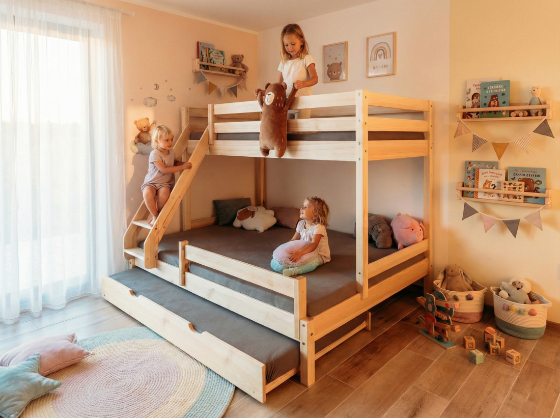 Dětská postel do malého pokoje: chytrá a bezpečná řešení
