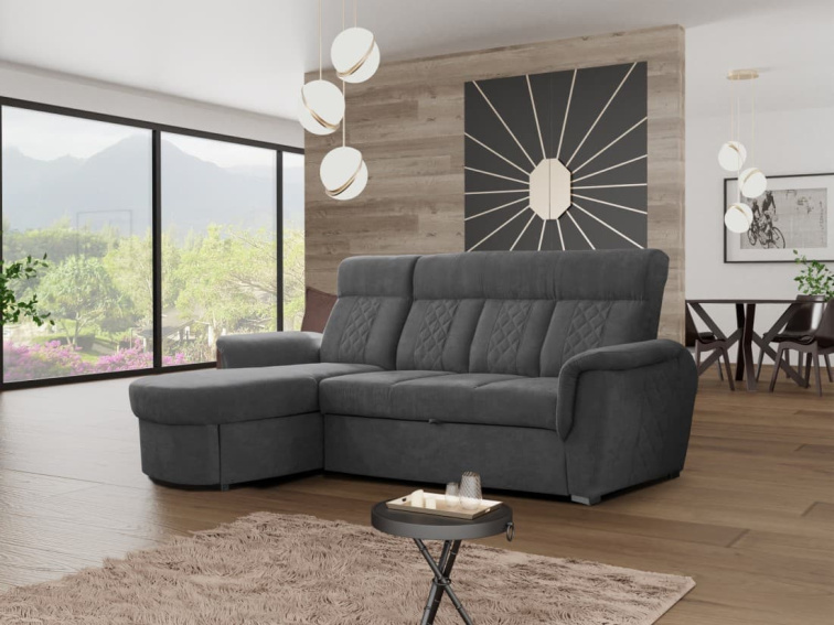 Rozkládací sedací souprava do L Boston - šedá