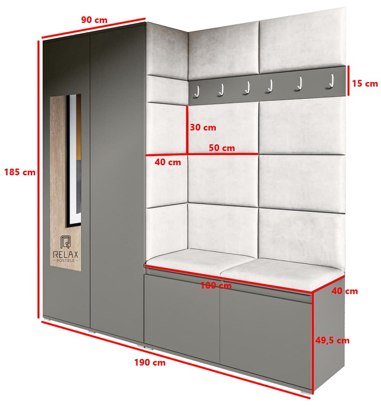 Předsíňová stěna Emi 8 - grafit