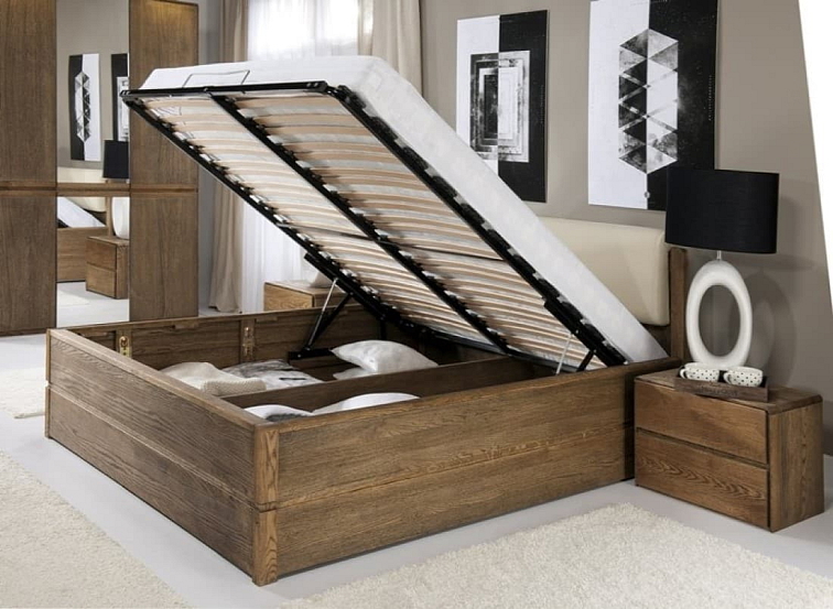 Postel s úložným prostorem Atlanta - dub pálený + matrace zdarma