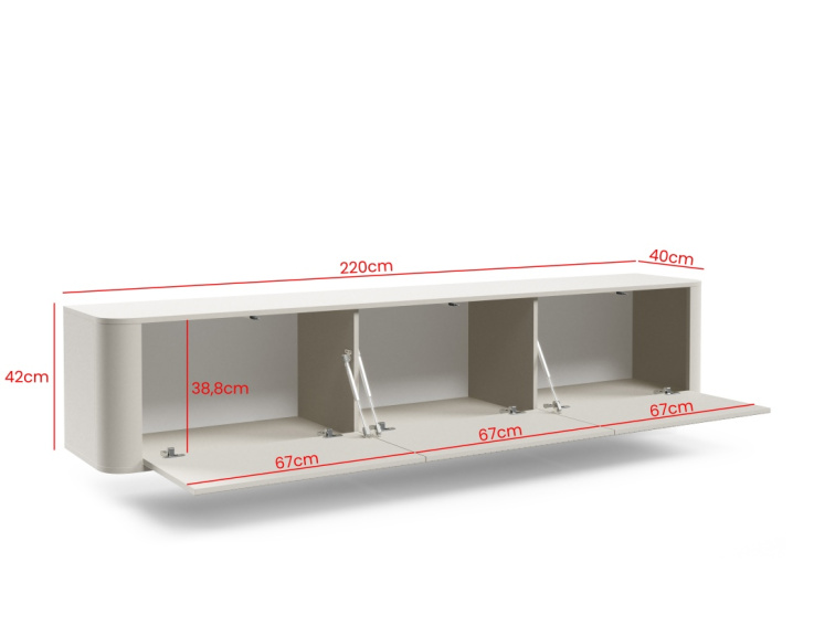 Závěsný TV stolek Trenza 220 cm - kašmír