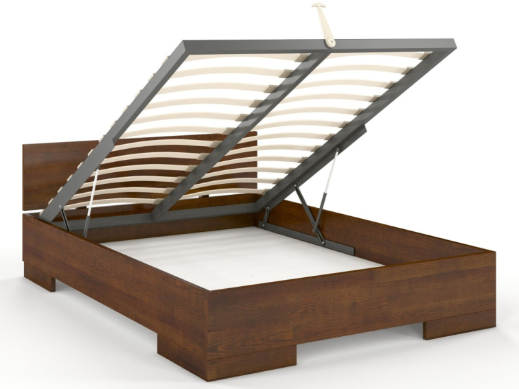 Zvýšená postel z masivu borovice s úložným prostorem Spektrum