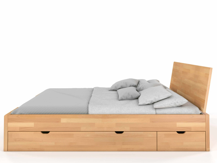 Buková zvýšená postel s úložným prostorem Hessler Drawers