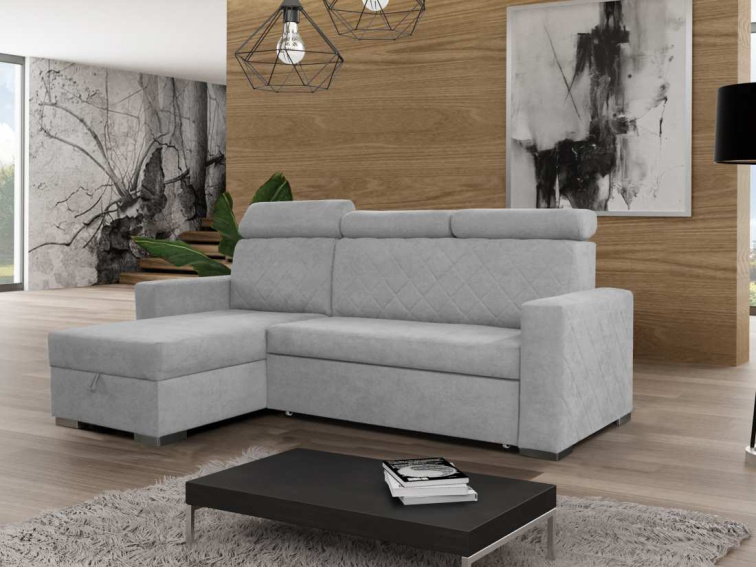 Rozkládací sedací souprava do L Lars - šedá