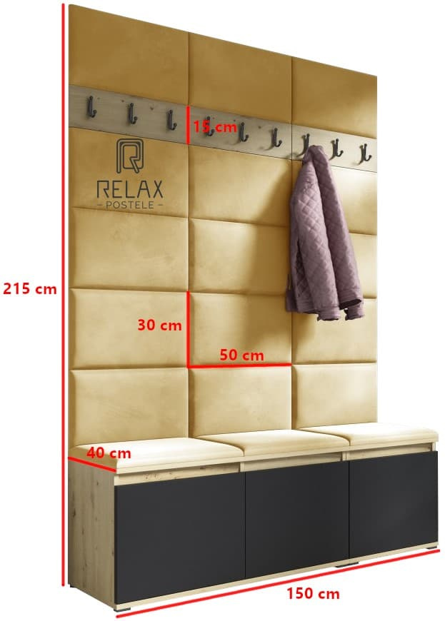 Předsíňová stěna Emi 6 - dub/černá