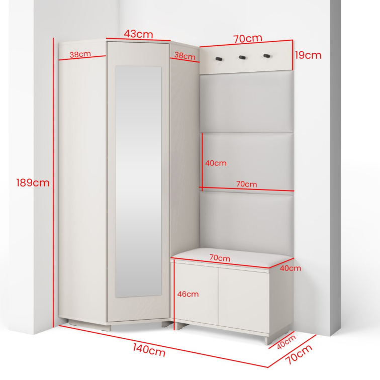 Předsíňová stěna Emi 21 - bílá