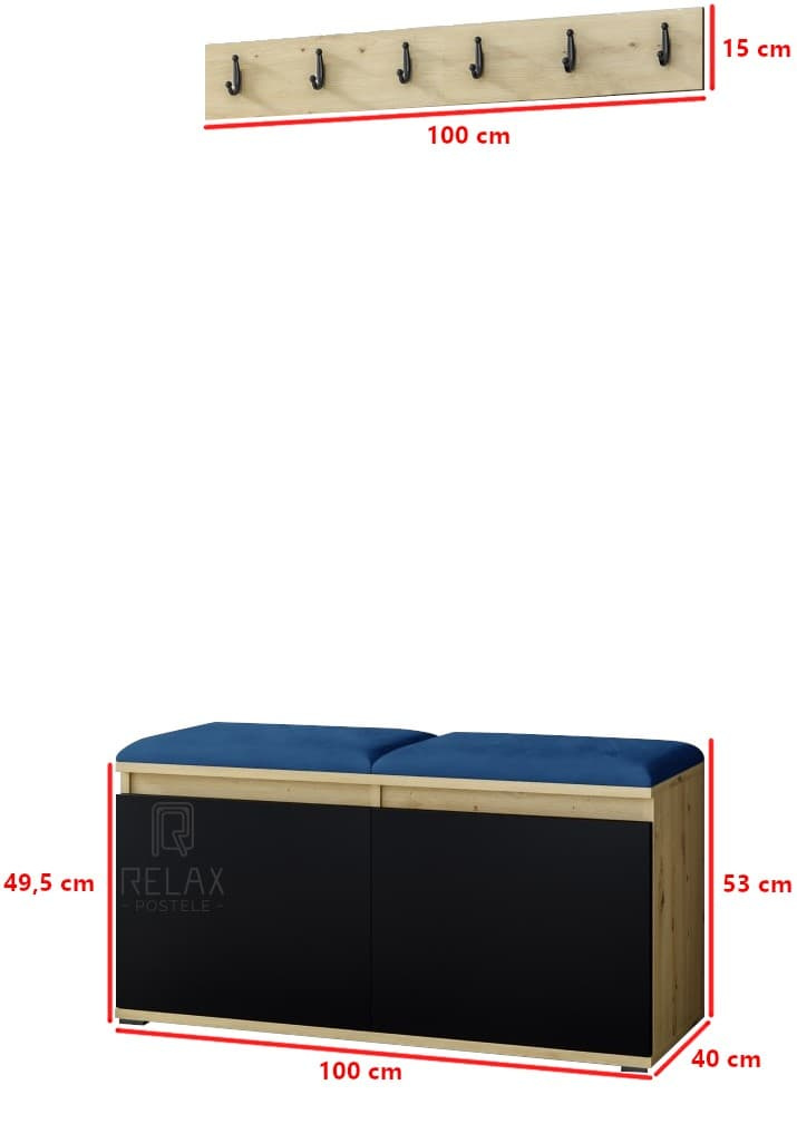 Předsíňová stěna Emi 5 - dub/černá