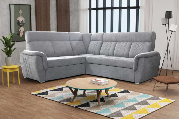 Rohová rozkládací sedací souprava Boston - světle šedá