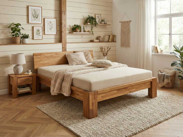 Dubová manželská postel Montana Rustika