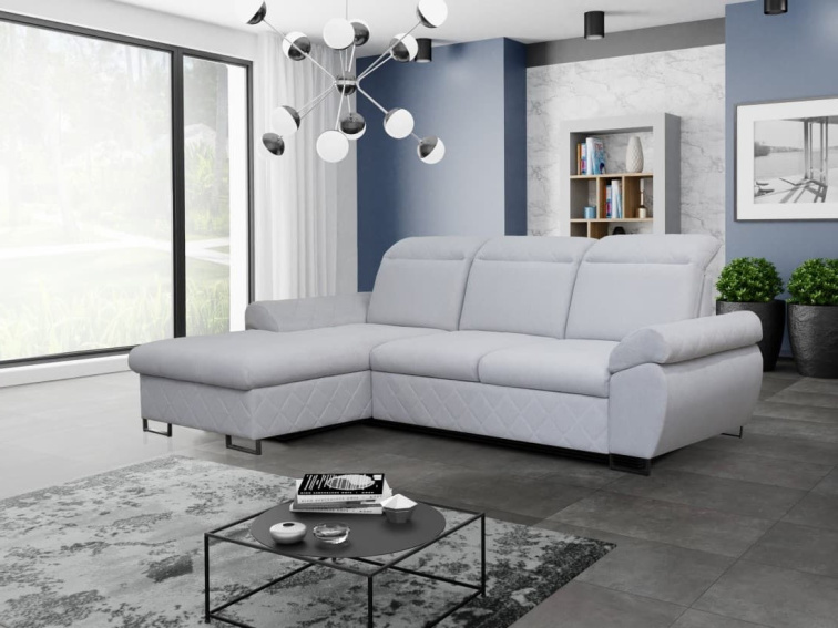 Rozkládací sedací souprava do L - Santana - světle šedá