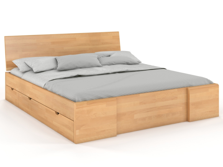 Buková zvýšená postel s úložným prostorem Hessler Drawers