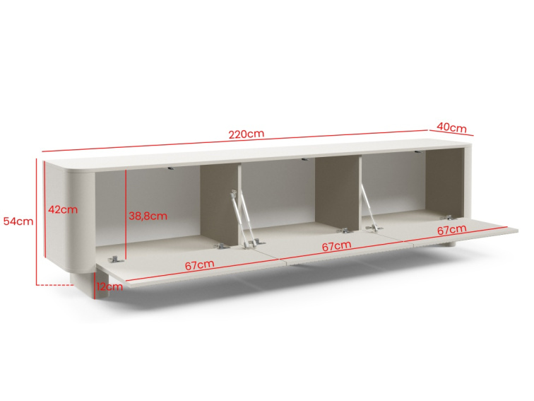 TV stolek Trenza 220 cm - kašmír