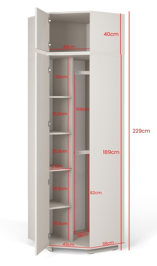 Rohová skříň Emi 40 - grafit