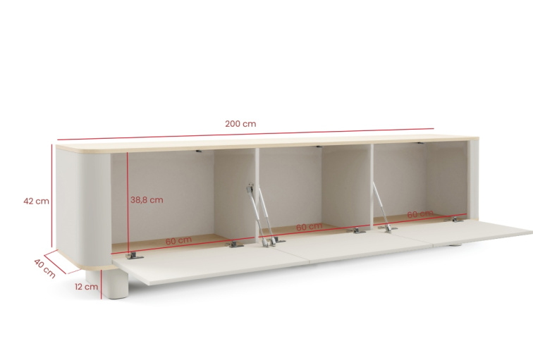 TV stolek Trenza 200 cm - kašmír/dub