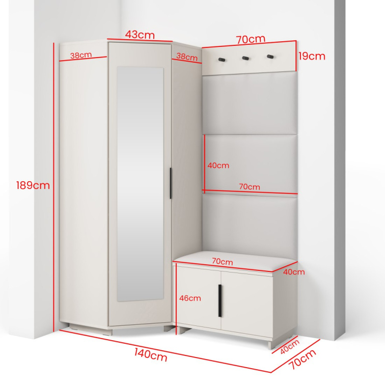 Předsíňová stěna Emi 21 - bílá