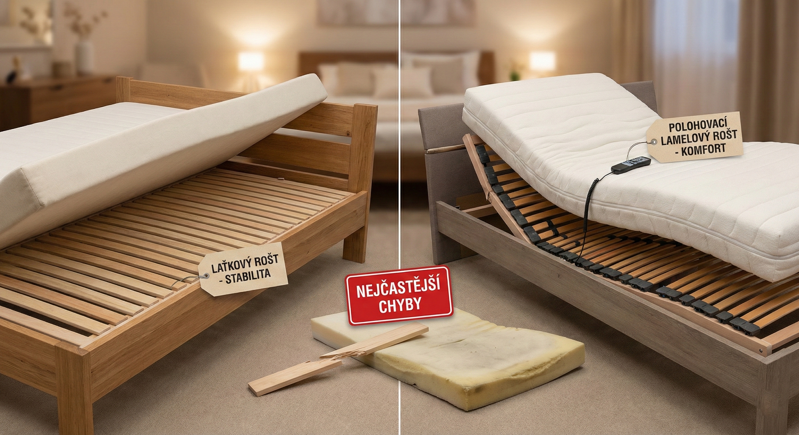 Jak vybrat rošt k matraci: lamelový vs. laťkový, polohování, nosnost a nejčastější chyby