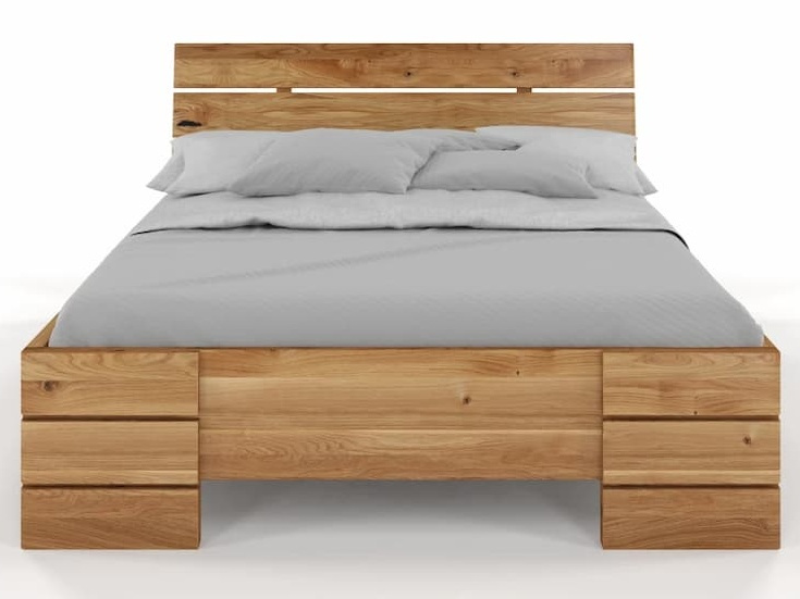 Dubová postel Sandemo - zvýšená - bezbarvý olej