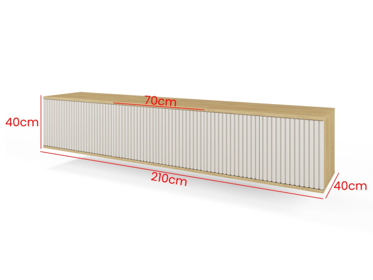 Závěsný TV stolek Bello 210 cm - dub/kašmír