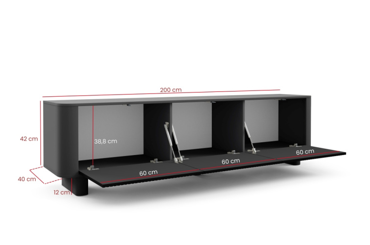 TV stolek Trenza 200 cm - černý