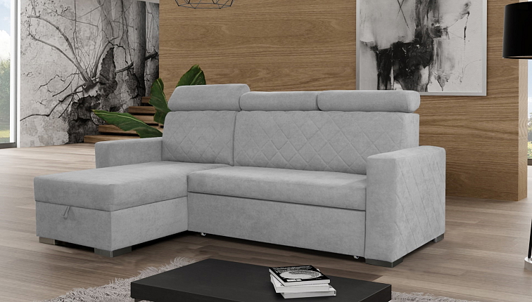 Rozkládací sedací souprava do L Lars - šedá