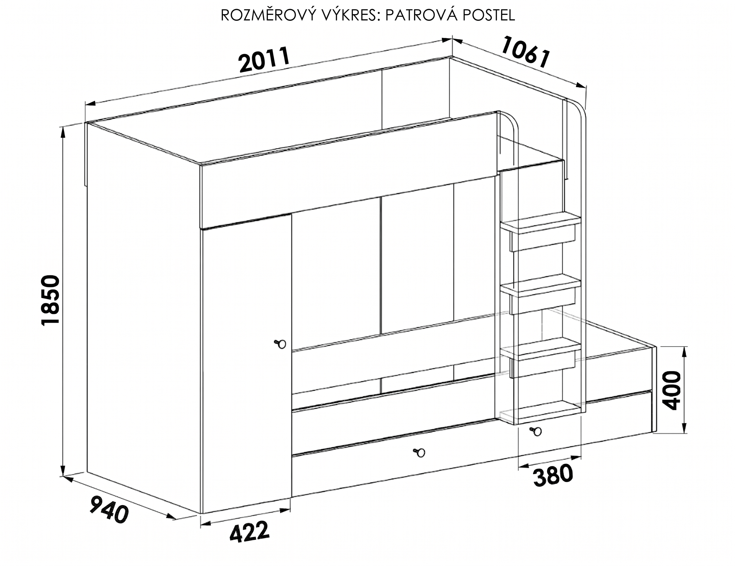 Patrová multifunkční postel Smart 2
