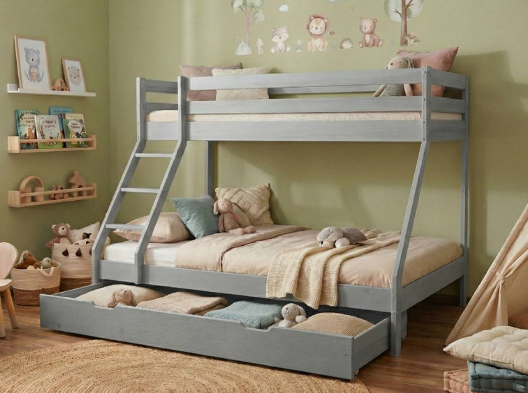 Patrová postel pro 3 Mike - Šedá