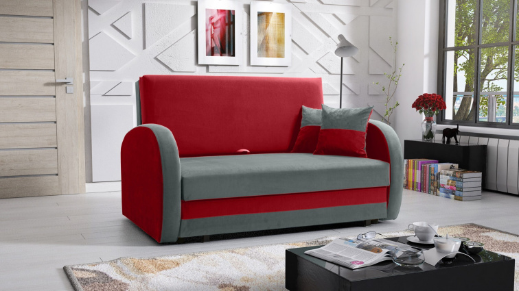 Rozkládací pohovka Tola 2 - červená/šedá