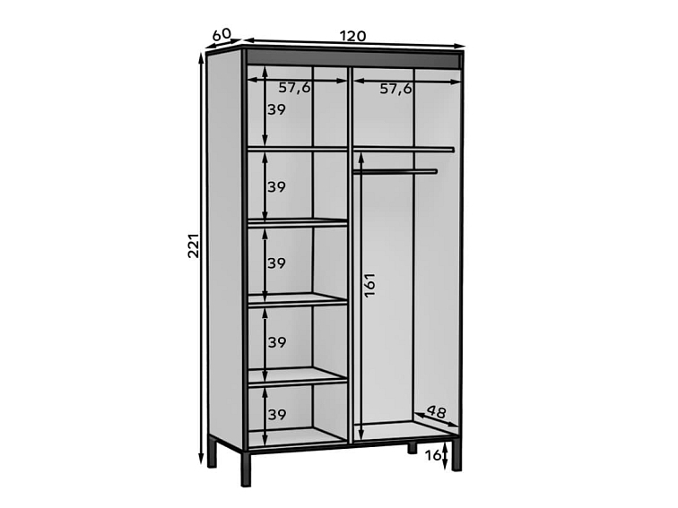 Šatní skříň s posuvnými dveřmi Bell - 120 cm