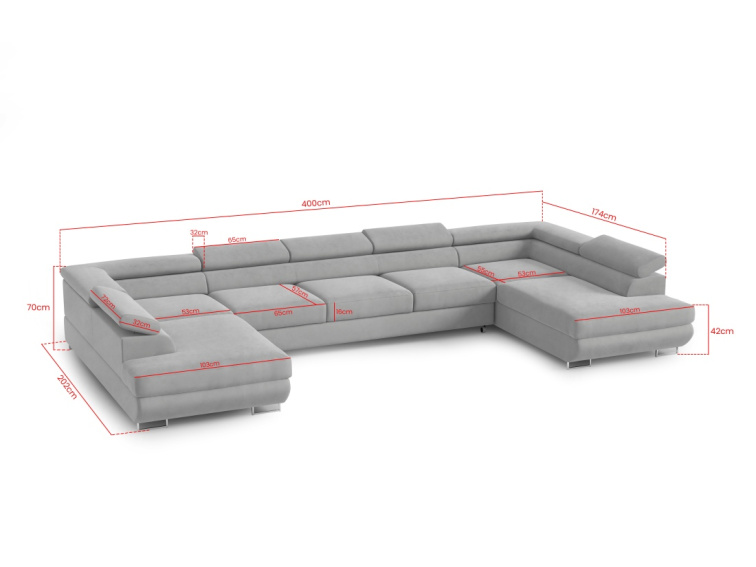 Rozkládací sedací souprava Sharon U XL - Monolith 37