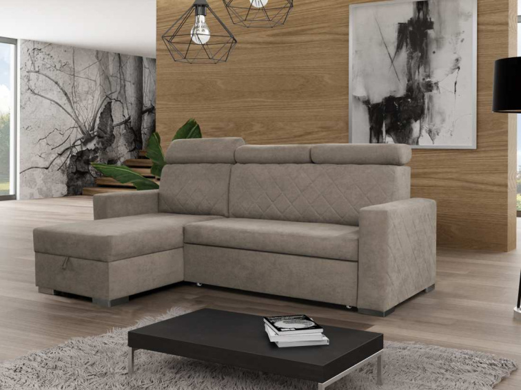 Rozkládací sedací souprava do L Lars - hnědá