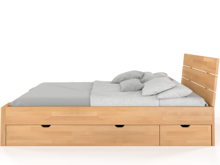 Buková zvýšená postel s úložným prostorem Arhus Drawers