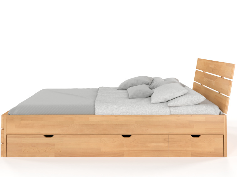 Buková zvýšená postel s úložným prostorem Sandemo Drawers