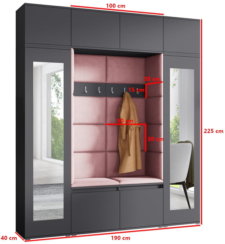 Předsíňová stěna Emi 32 - grafit