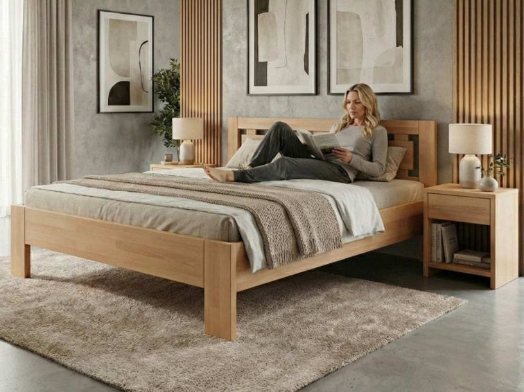 Manželská zvýšená postel Naomi Supra - masiv buk