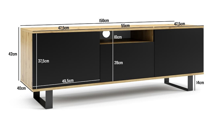 TV stolek Logan 150 - dub Artisan - 14 cm nožky