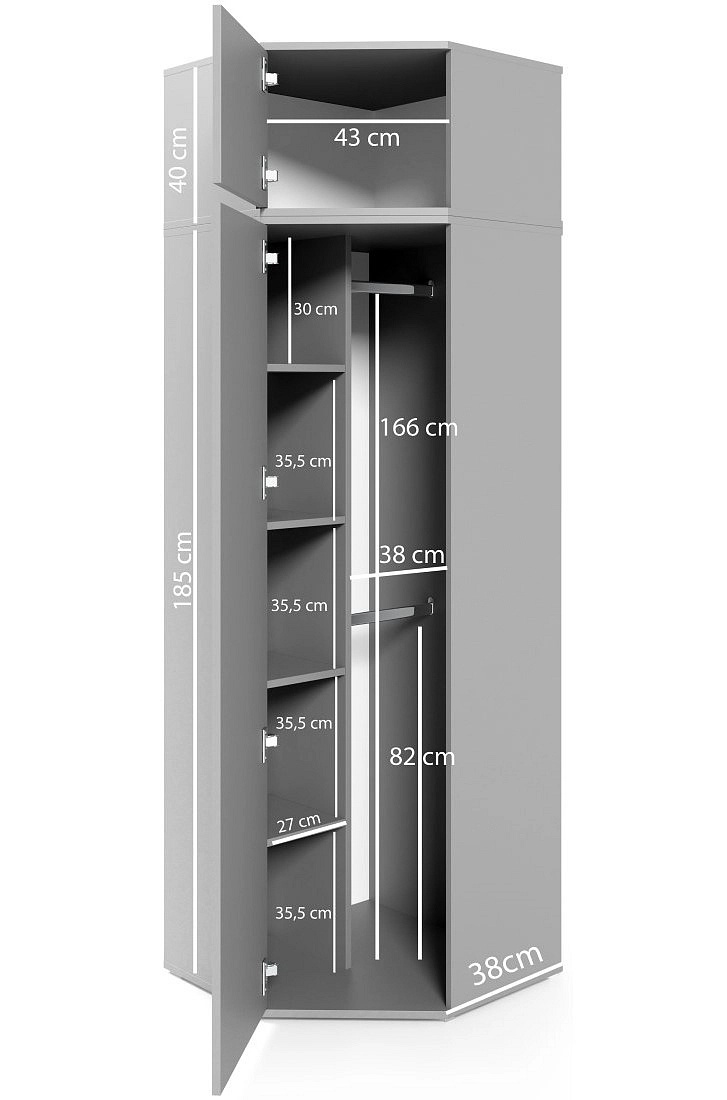 Rohová skříň Emi 40 - grafit