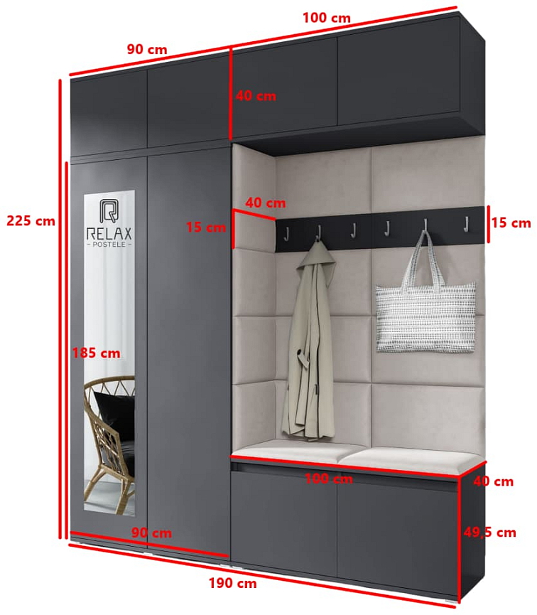 Předsíňová stěna Emi 16 - grafit