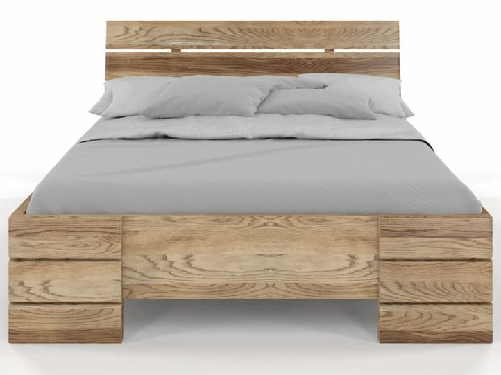 Dubová postel Sandemo - zvýšená - retro olej