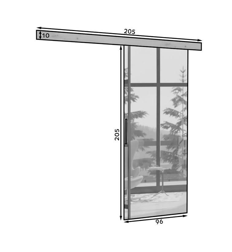 Posuvné dveře se zrcadlem Tess - 96 cm