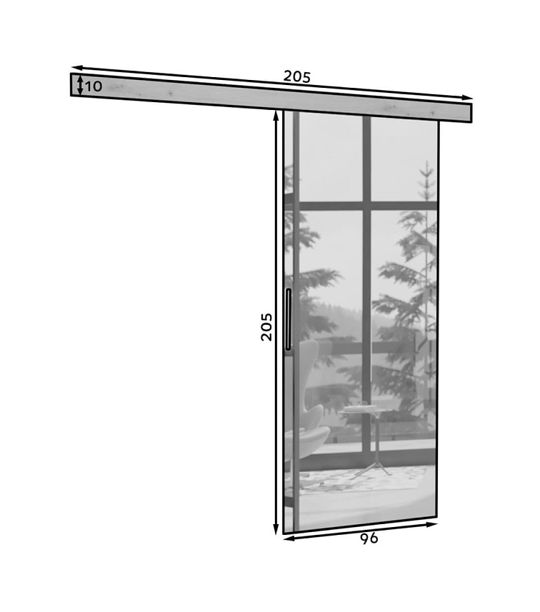 Bílé posuvné dveře se zrcadlem Baron - 96 cm