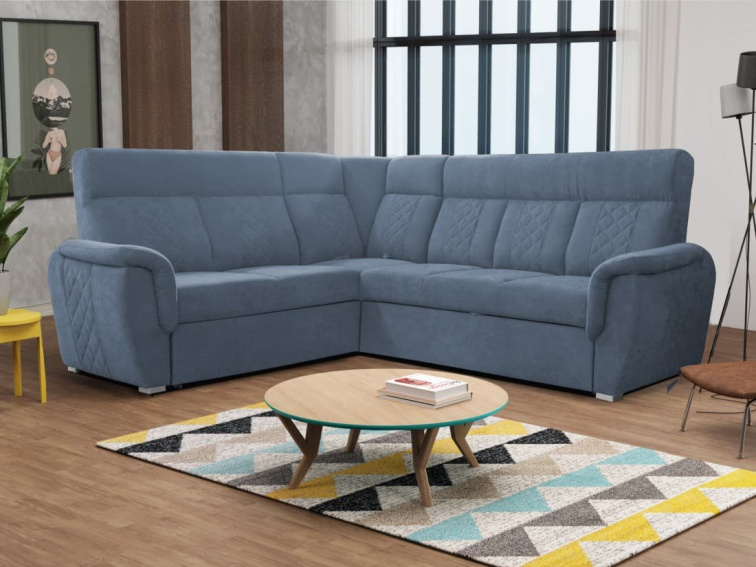 Rohová rozkládací sedací souprava Boston - modrá
