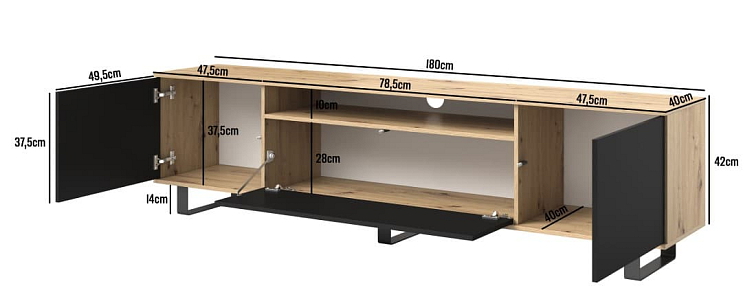 TV stolek Logan 180 - Bílá - 14 cm nožky