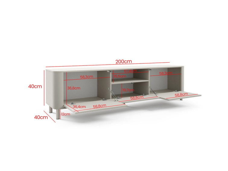 TV stolek Norvik 200 cm - kašmírové nožky