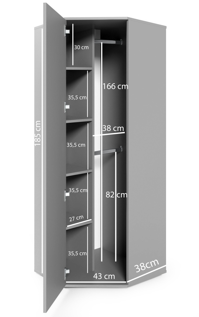 Rohová předsíňová stěna Bianco 21 - U/2