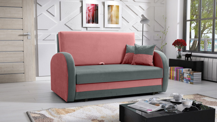 Rozkládací pohovka Tola 2 - růžová/šedá