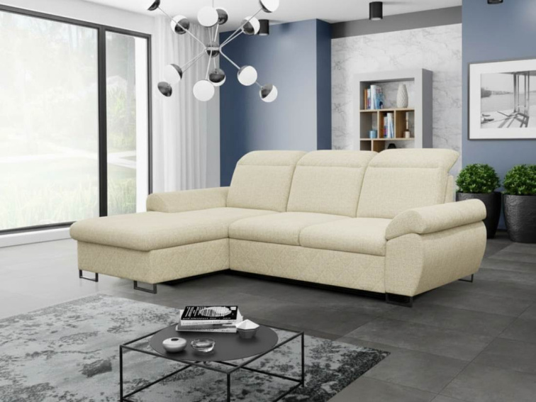 Rozkládací sedací souprava do L - Santana - béžová